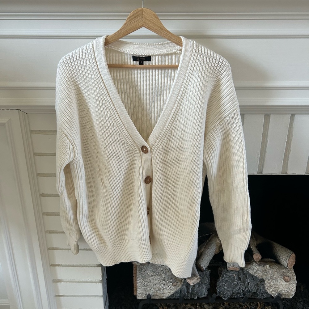 Quince Cream Button-Up Cardigan
